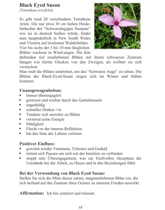 Auszug aus dem Taschenbuch Australische Buschblüten der Australian Flower Essences.