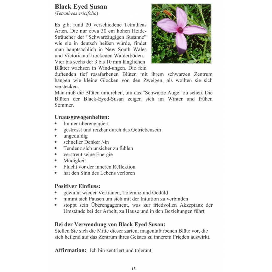 Auszug aus dem Taschenbuch Australische Buschblüten der Australian Flower Essences.